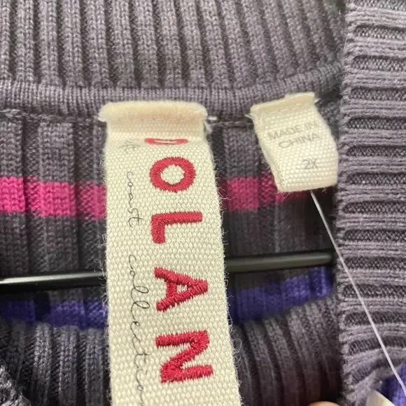 NWT Anthropologie Dolan Anne Ribbed Purple Striped Mock Neck Midi Dress 2X Work - Picture 8 of 10